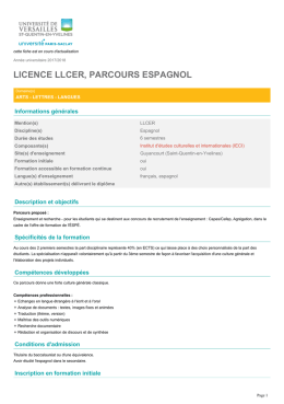 Licence LLCER, parcours Espagnol