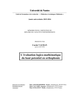 L`&eacute;valuation logico-math&eacute;matique du haut potentiel en orthophonie