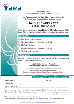 Télécharger l`invitation. - Association des Maires de l`Aude