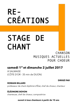 RE- CRÉATIONS STAGE DE CHANT