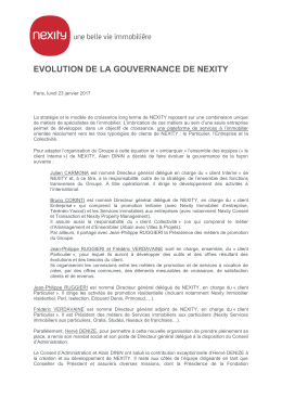 EVOLUTION DE LA GOUVERNANCE DE NEXITY