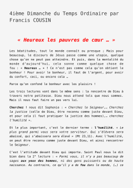 4ième Dimanche du Temps Ordinaire par Francis COUSIN