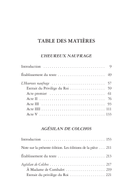 table des matières - Classiques Garnier