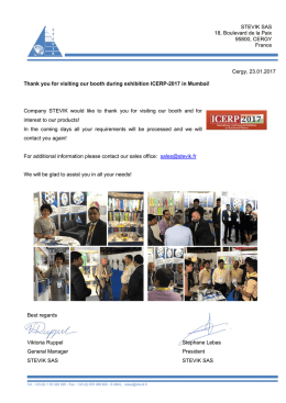 STEVIK SAS 18, Boulevard de la Paix 95800, CERGY France Cergy