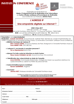 INVITATION CONFERENCE L`ADRESSE IP Une empreinte