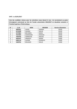 télécharger la liste des candidats retenus pour les entretiens oraux