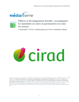 Fili&egrave;res et d&eacute;veloppement durable : accompagner les