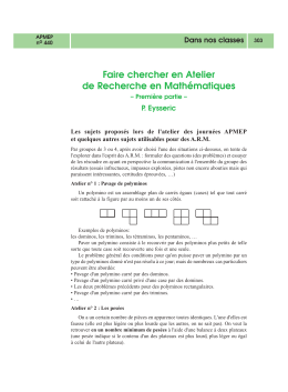 Faire chercher en Atelier de Recherche en Mathématiques