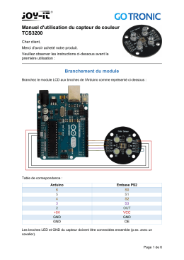 Manuel d`utilisation du capteur de couleur TCS3200