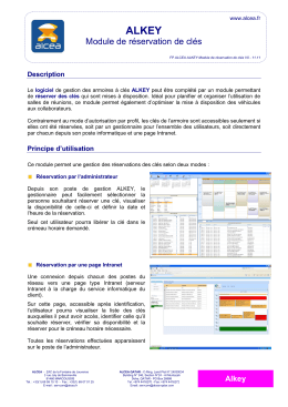 Module de r&eacute;servation de cl&eacute;s