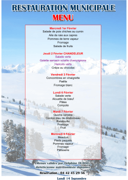 Menus du mois de F&eacute;vrier 2017