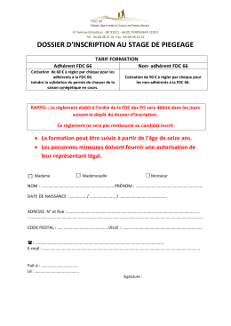 Fiche inscription au stage de pi&eacute;geage