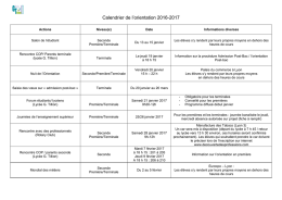 Calendrier de l`orientation 2016-2017