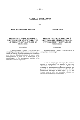TABLEAU COMPARATIF Texte de l`Assembl&eacute;e nationale