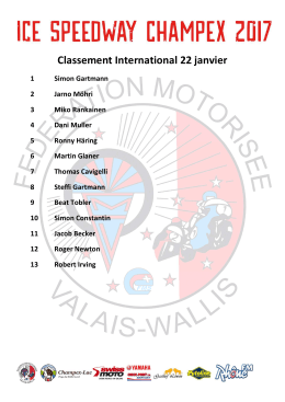 Classement International 22 janvier - Ice