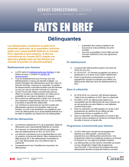 faits en bref - Service correctionnel du Canada