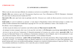 Emploi du temps de la semaine 4 Du lundi 23 janvier au samedi 28