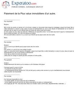 Paiement de la Plus value immobiliere d`un autre.