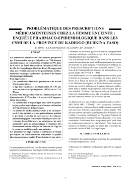 PROBLÉMATIQUE DES PRESCRIPTIONS MÉDICAMENTEUSES