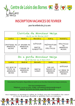 Inscriptions vacances F&eacute;vrier 2017 - Menthonnex-en