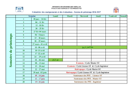 Calendrier des enseignements et des évaluations