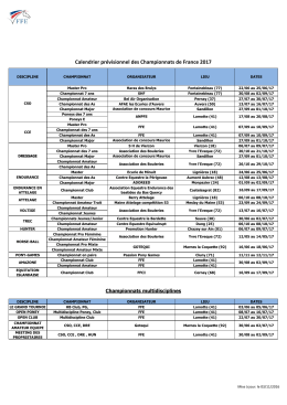 Calendrier des championnats de France 2017