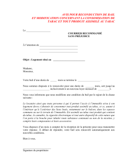 Avis de reconduction du bail et modification concernant