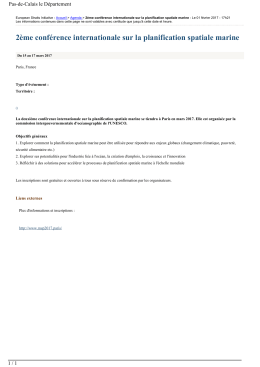 2&egrave;me conf&eacute;rence internationale sur la planification spatiale marine
