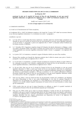 D&Eacute;CISION D`EX&Eacute;CUTION (UE) 2017/ 115 DE LA