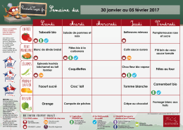 Menus du 30 janvier au 3 février 2017 - Mauves-sur