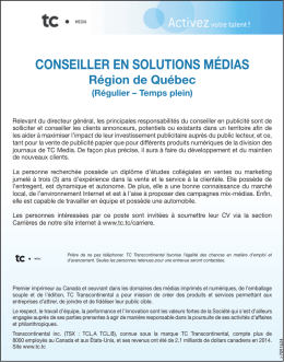 CONSEILLER EN SOLUTIONS MÉDIAS