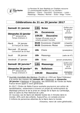 C&eacute;l&eacute;brations du 21 au 29 janvier 2017