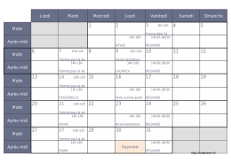 Planning du mois de mars 2017