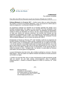 Une élève du CÉA Le Parcours reçoit une bourse d`études de 3 000 $