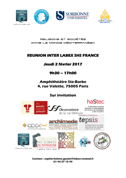 REUNION INTER LABEX SHS FRANCE Jeudi 2 février 2017 9h30