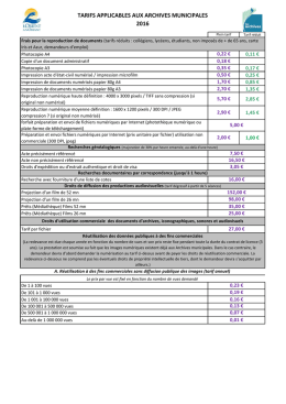 Télécharger tous les tarifs des archives pour 2017