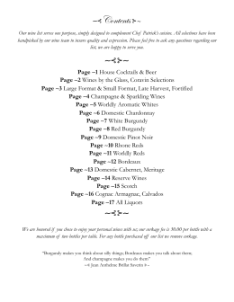 wine list - Ponsaty`s