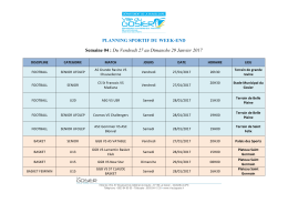 PLANNING SPORTIF DU WEEK-END Semaine 04