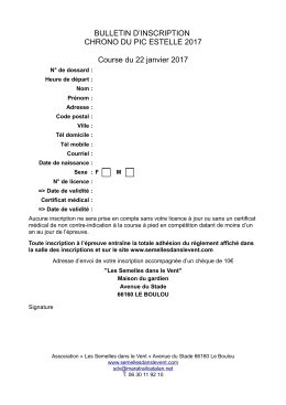 BULLETIN D`INSCRIPTION CHRONO DU PIC ESTELLE 2017