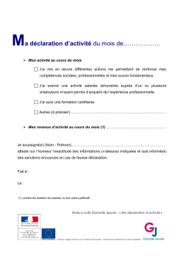 Ma déclaration d`activité du mois de…………………