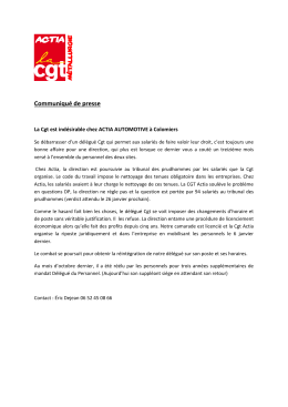 Communiqué de presse Cgt Actia