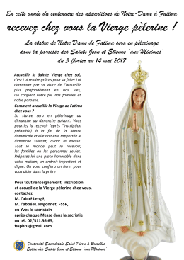 recevez chez vous la Vierge p&egrave;lerine