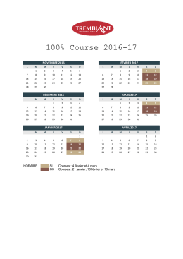 horaire/schedule 100% course