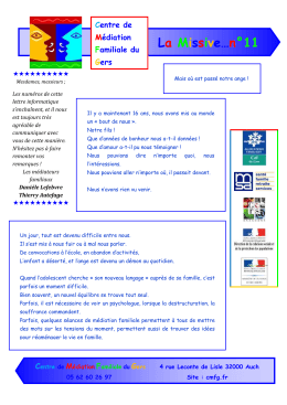 La Missive…n°11 - Centre de Médiation Familiale du Gers