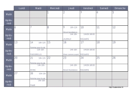 Planning du mois de février 2017