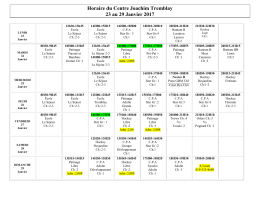 Horaire du Centre Joachim Tremblay 23 au 29