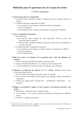 Méthode pour la question sur un corpus de textes