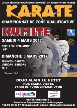 CHAMPIONNAT DE ZONE QUALIFICATIVE SAMEDI 4 MARS 2017