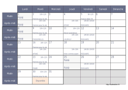 Planning du mois de mai 2017
