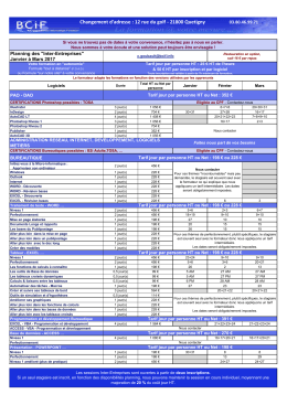 calendrier inter entreprises 1er Trimestre 2017